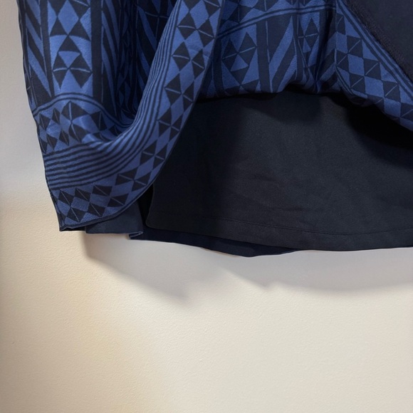 Madewell Skyline Silk Mini Skirt Geometric Blue Black Print Size 10 NEW - Picture 7 of 8